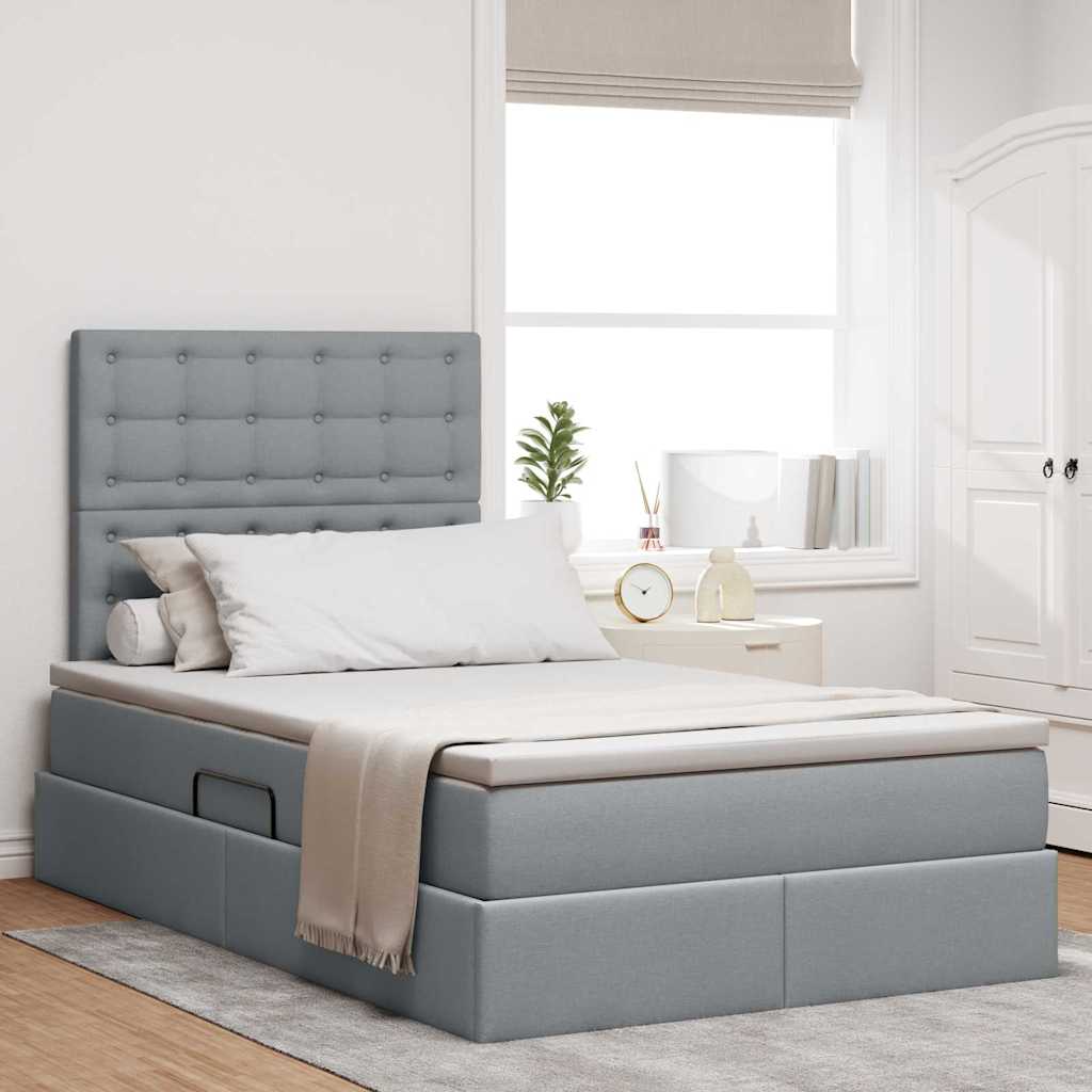 Lit avec rangement et matelas Gris clair 120 x 200 cm Polyester - XIOS