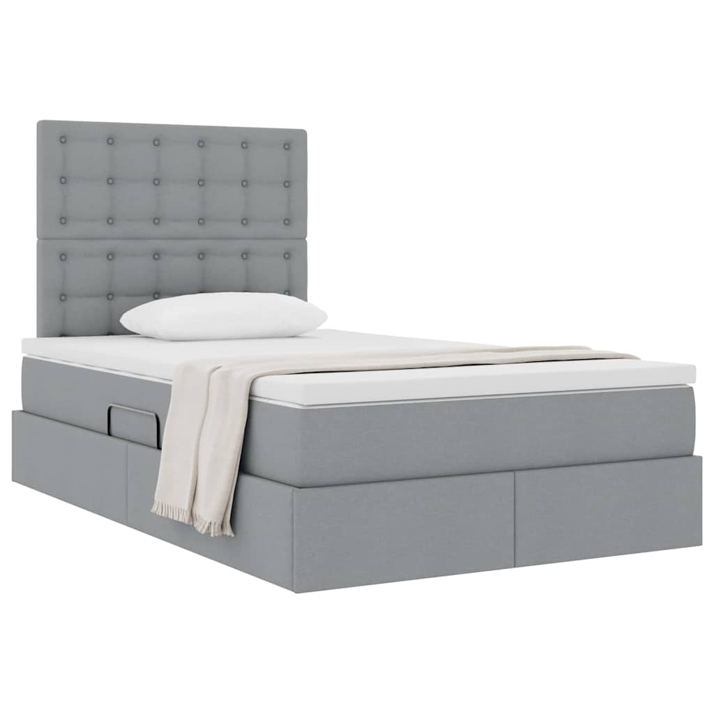 Lit avec rangement et matelas Gris clair 120 x 200 cm Polyester - XIOS