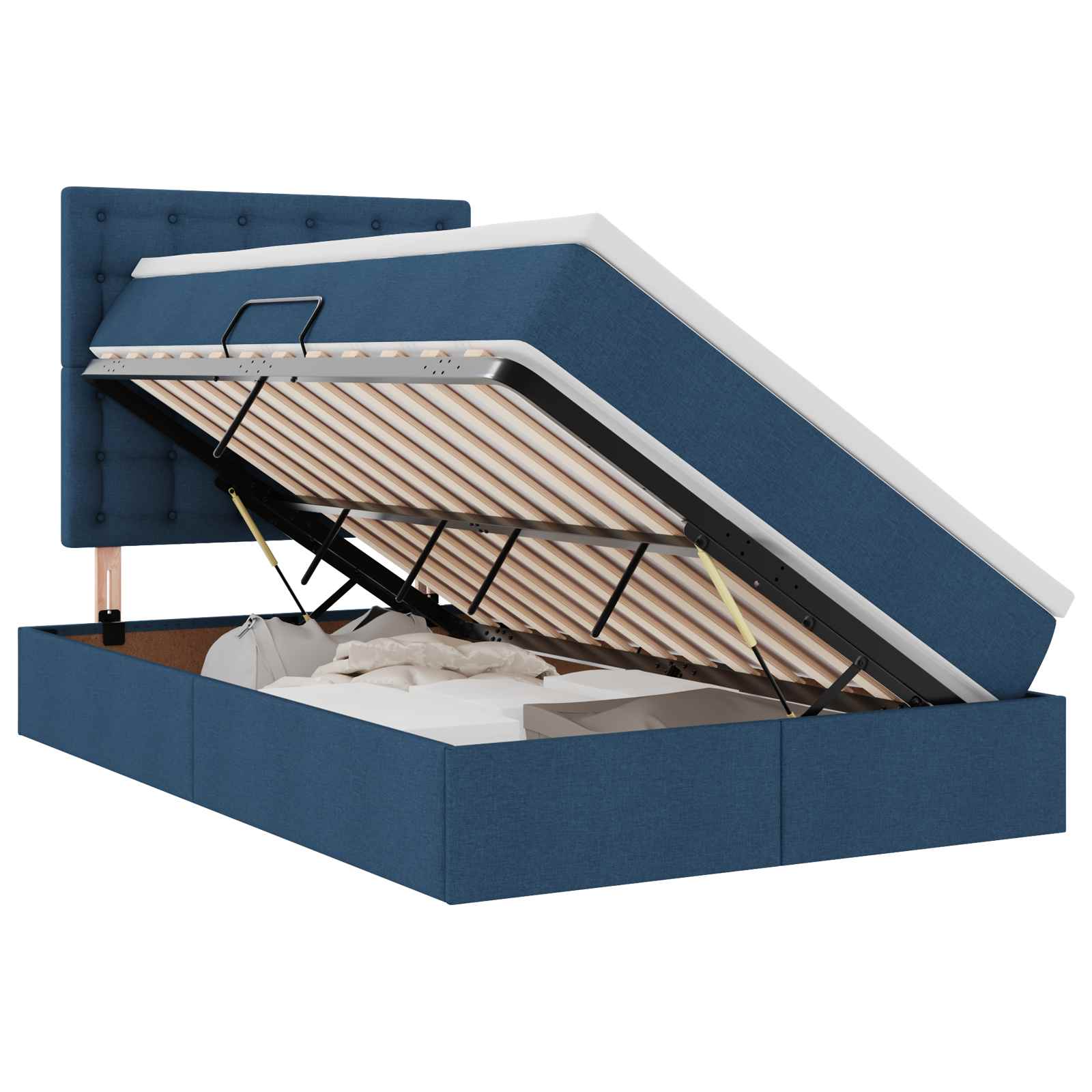 Lit avec rangement et matelas Bleu 120 x 200 cm Polyester - XIOS