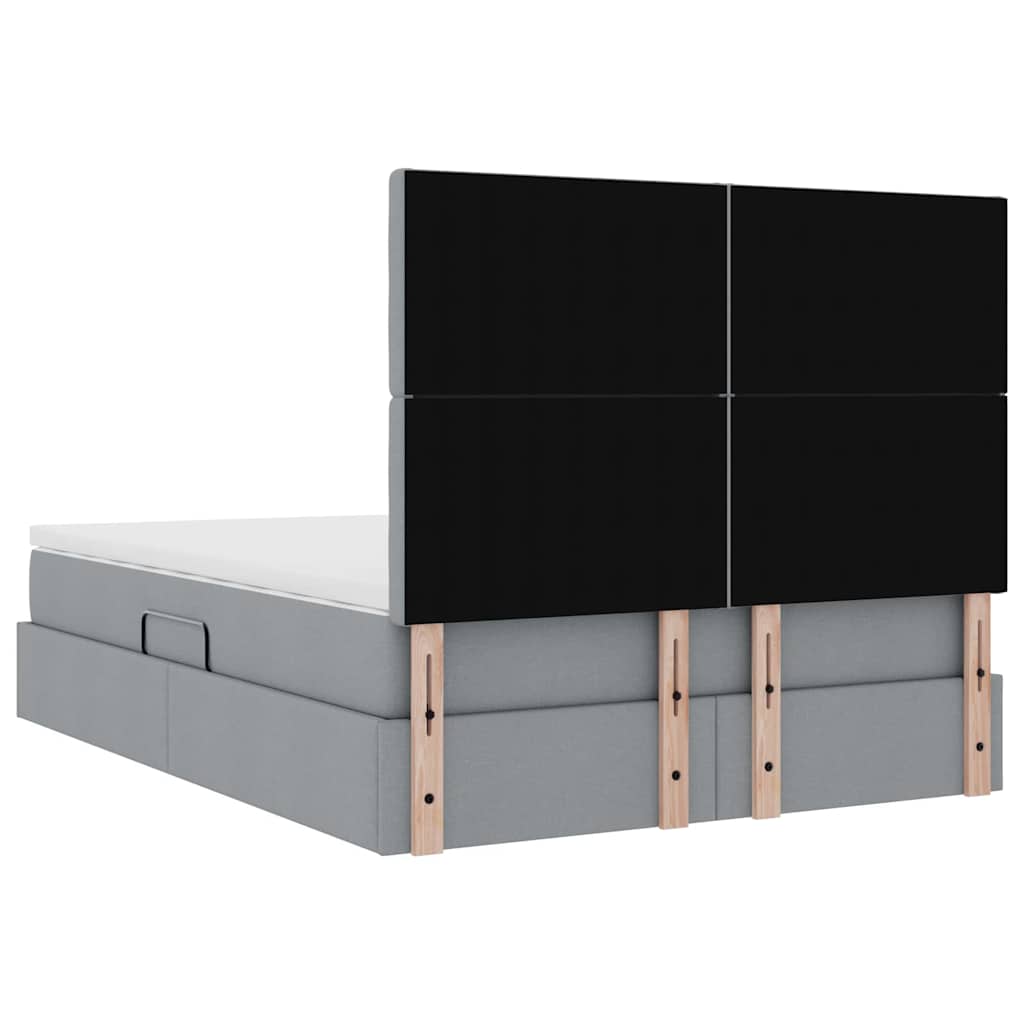 Lit avec rangement et matelas Gris clair 140 x 190 cm Polyester - XIOS