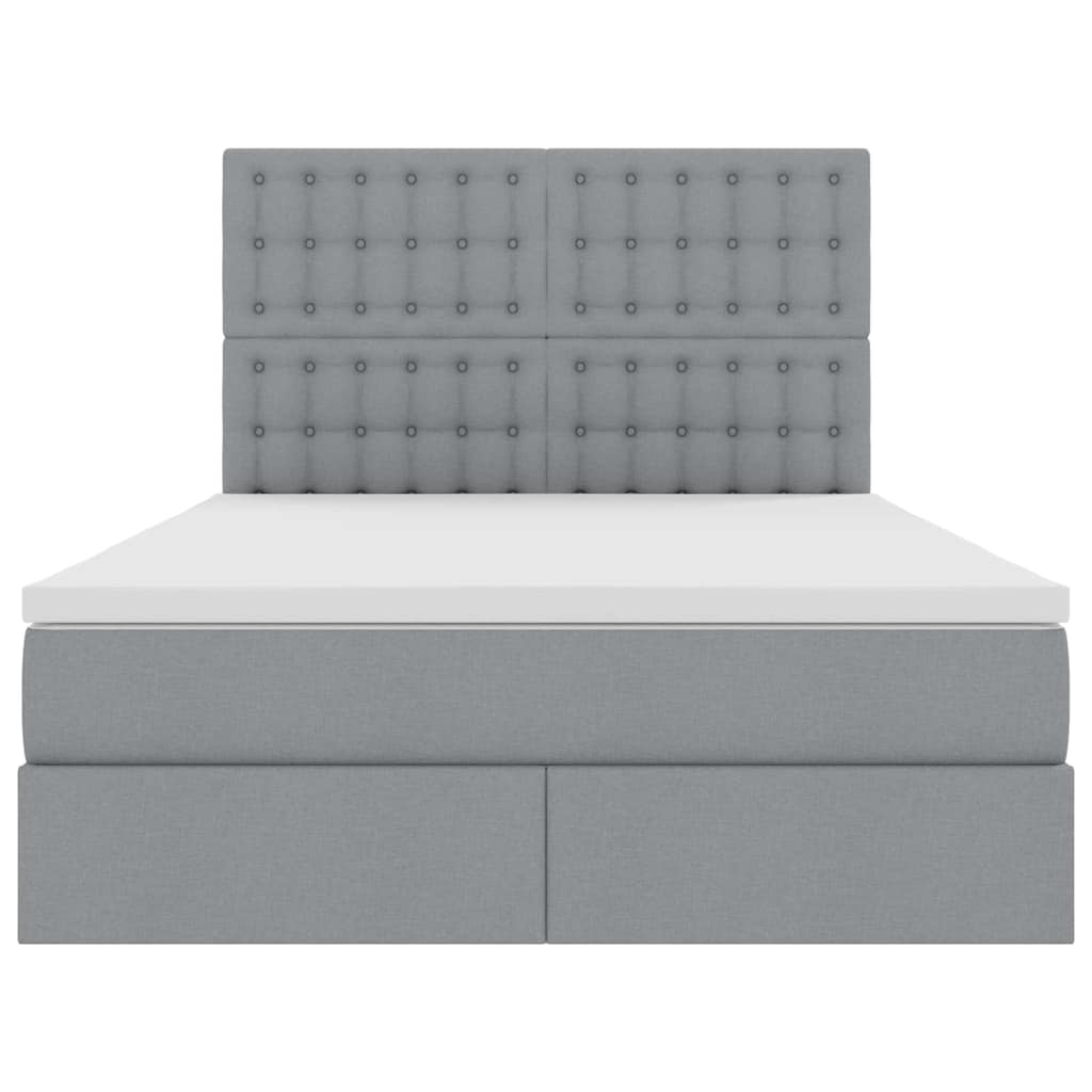 Lit avec rangement et matelas Gris clair 140 x 190 cm Polyester - XIOS