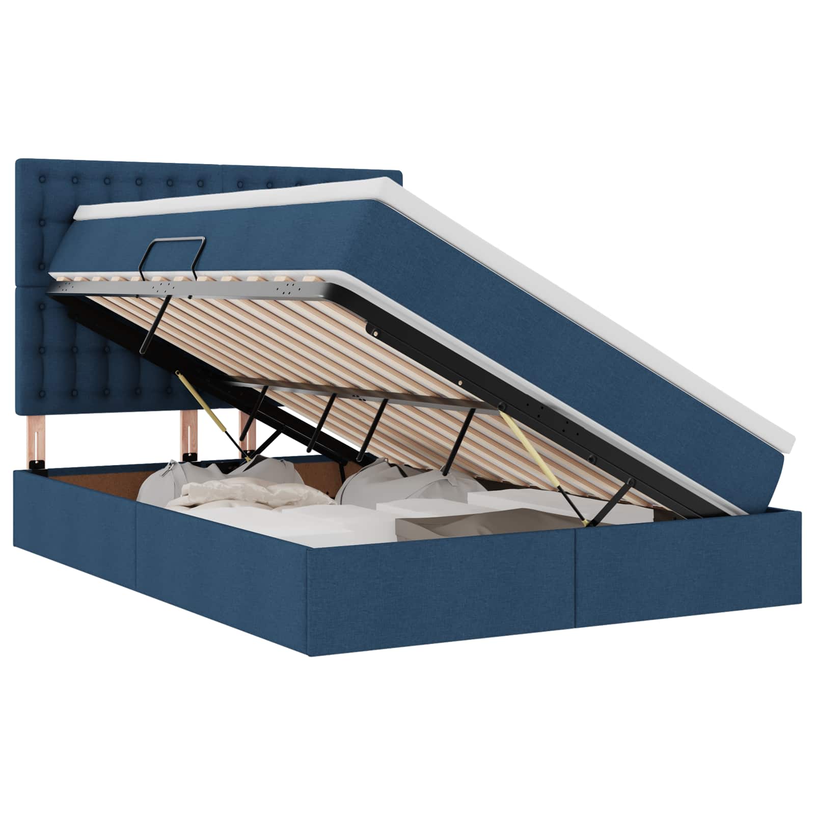 Lit avec rangement et matelas Bleu 140 x 190 cm Polyester - XIOS