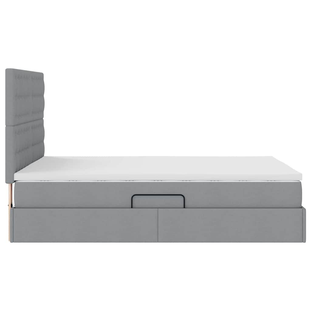 Lit avec rangement et matelas Gris clair 140 x 200 cm Polyester - XIOS