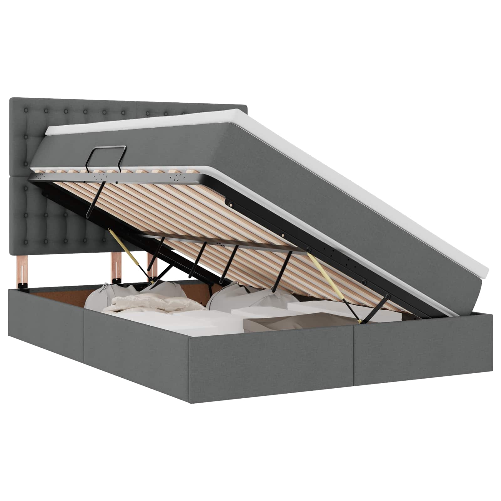 Lit avec rangement et matelas Gris foncé 140 x 200 cm Polyester - XIOS