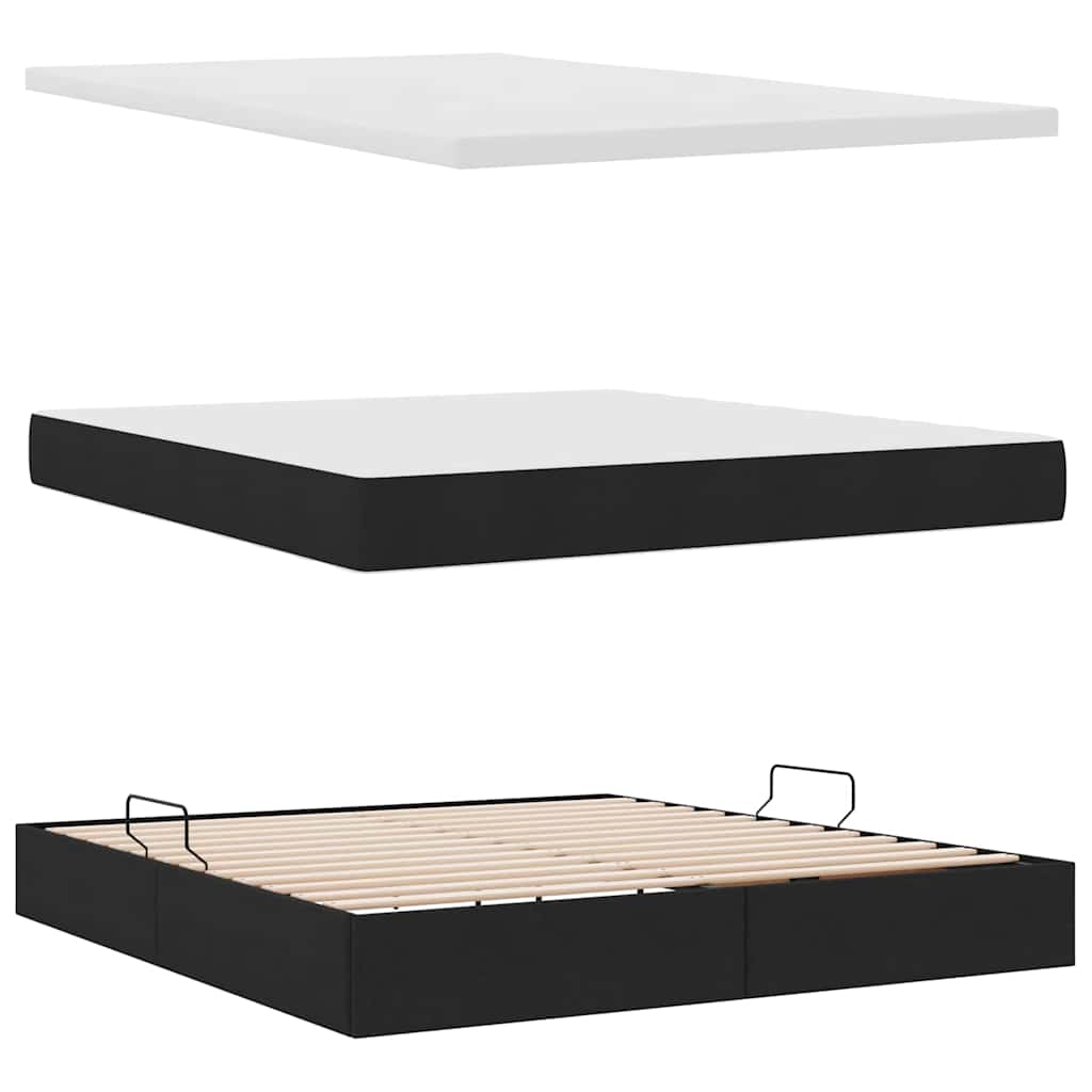 Lit avec rangement et matelas Noir 160 x 200 cm Polyester - XIOS