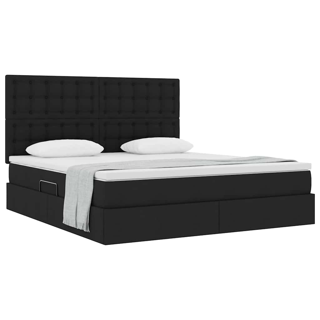 Lit avec rangement et matelas Noir 160 x 200 cm Polyester - XIOS