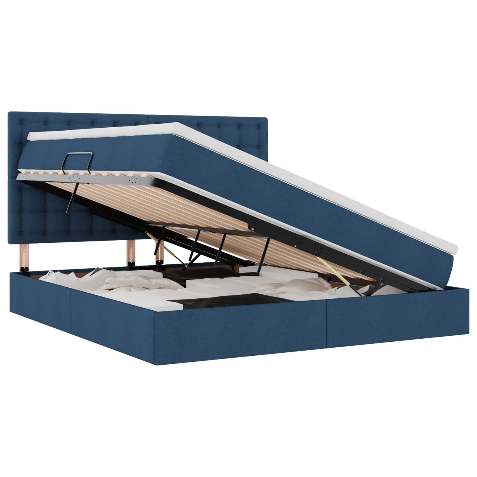 Lit avec rangement et matelas Bleu 160 x 200 cm Polyester - XIOS