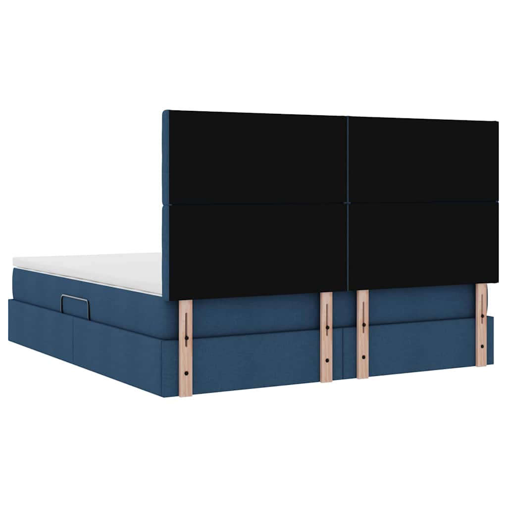 Lit avec rangement et matelas Bleu 160 x 200 cm Polyester - XIOS