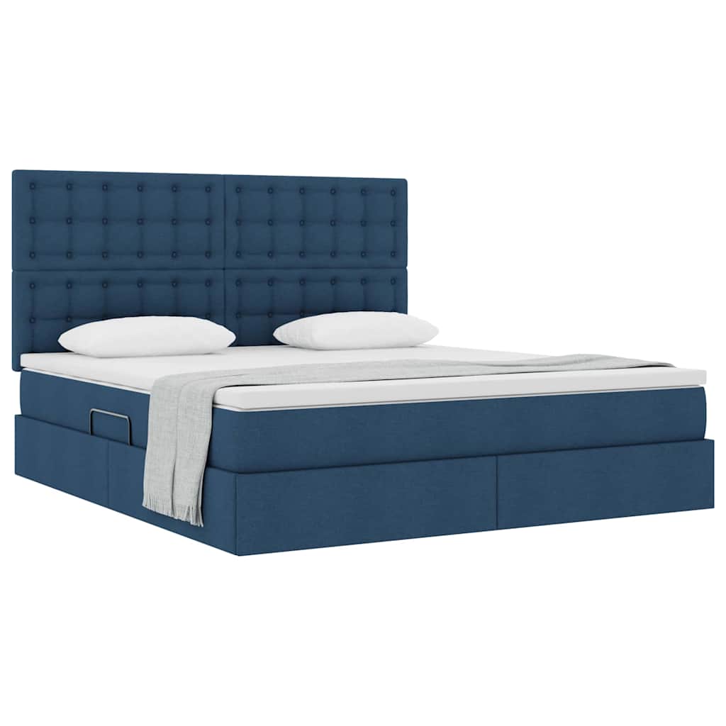 Lit avec rangement et matelas Bleu 160 x 200 cm Polyester - XIOS