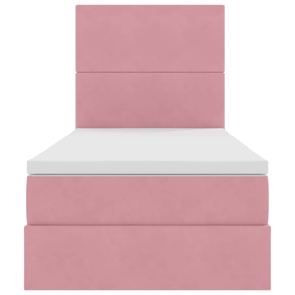 Lit avec rangement et matelas Rose 90 x 190 cm Velours