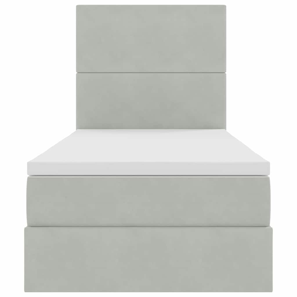 Lit avec rangement et matelas Gris clair 100 x 200 cm Velours - XIOS