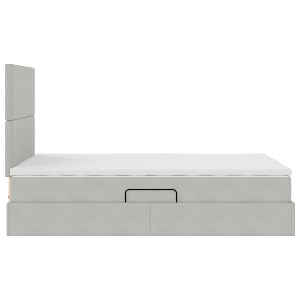 Lit avec rangement et matelas Gris clair 120 x 200 cm Velours - XIOS