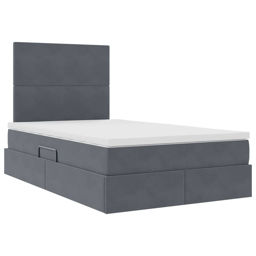 Lit avec rangement et matelas Gris foncé 120 x 200 cm Velours - XIOS