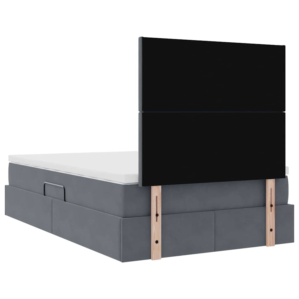 Lit avec rangement et matelas Gris foncé 120 x 200 cm Velours - XIOS