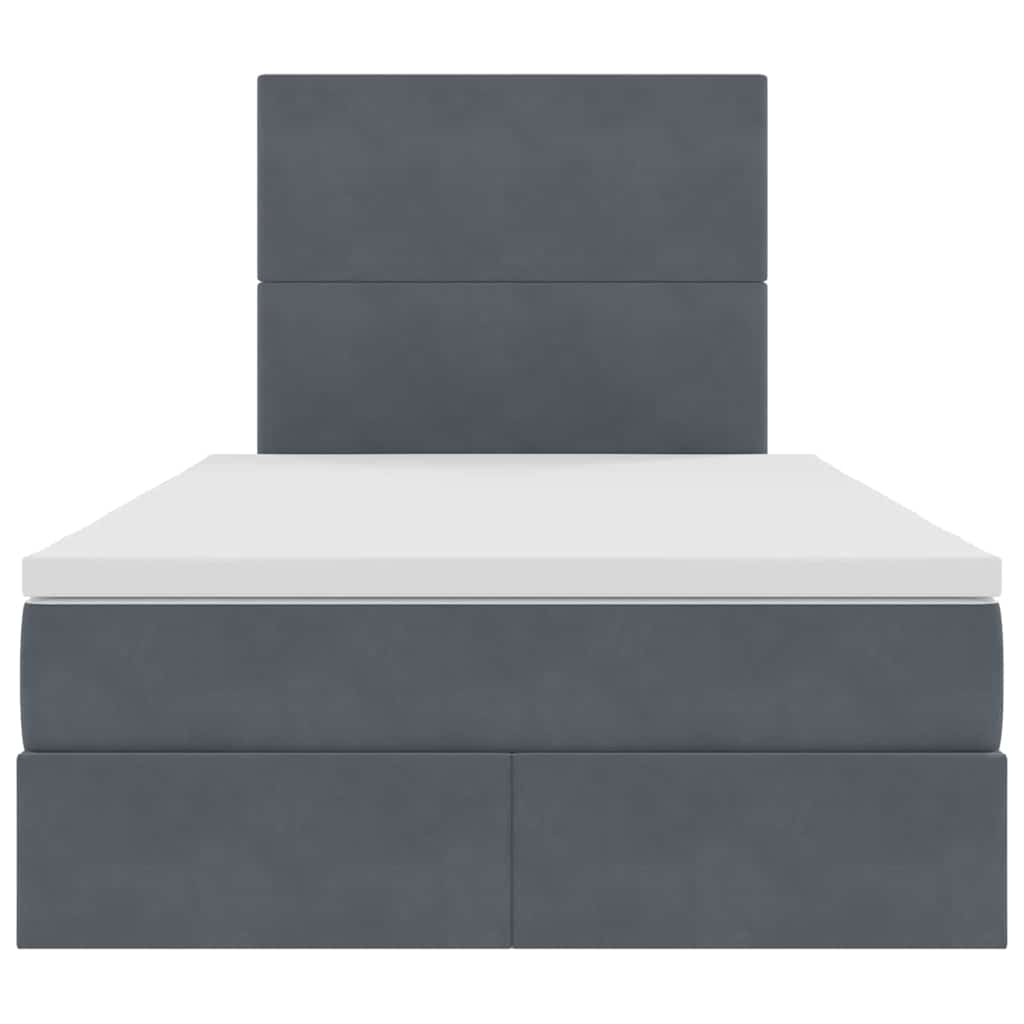 Lit avec rangement et matelas Gris foncé 120 x 200 cm Velours - XIOS