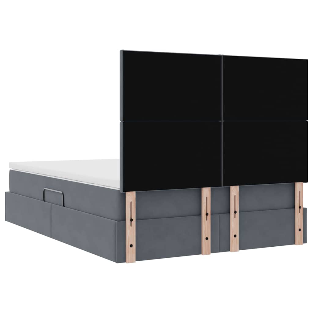 Lit avec rangement et matelas Gris foncé 140 x 190 cm Velours - XIOS