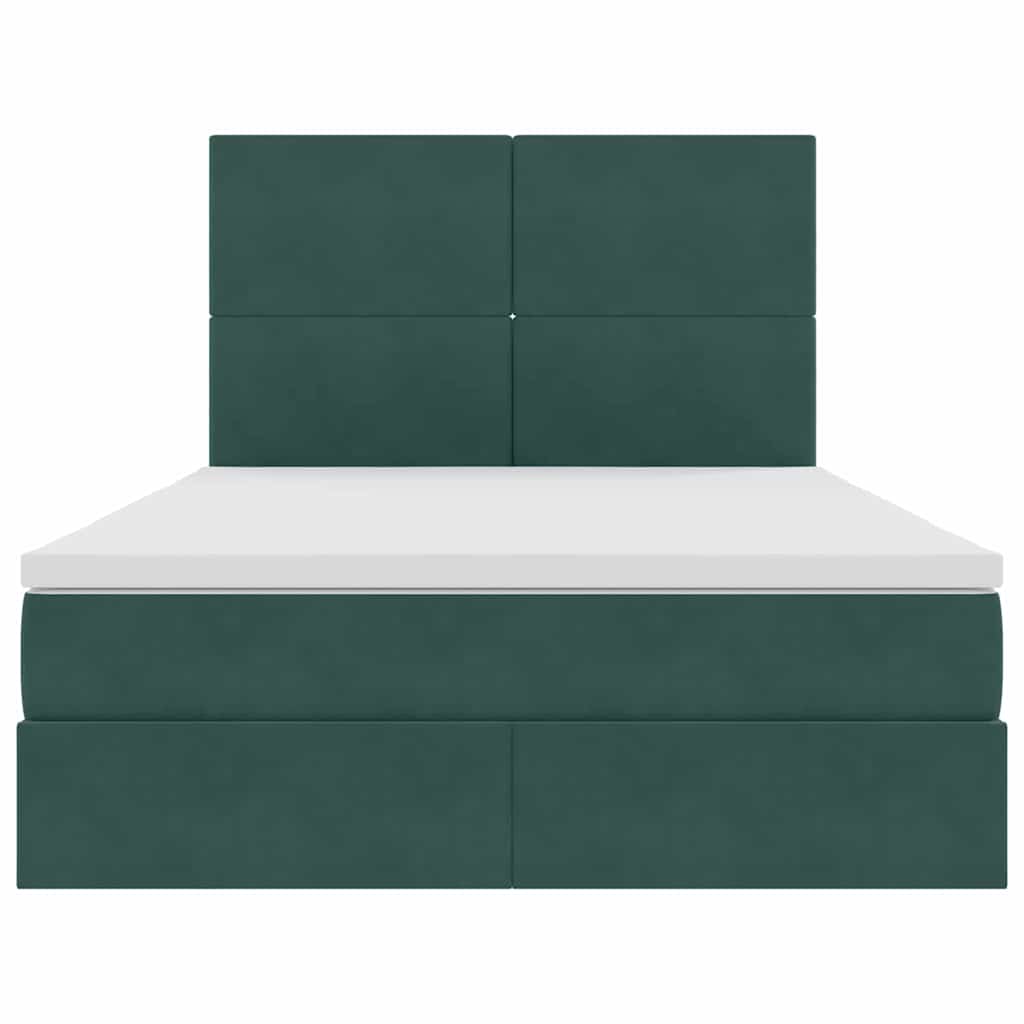 Lit avec rangement et matelas Vert foncé 140 x 190 cm Velours - XIOS