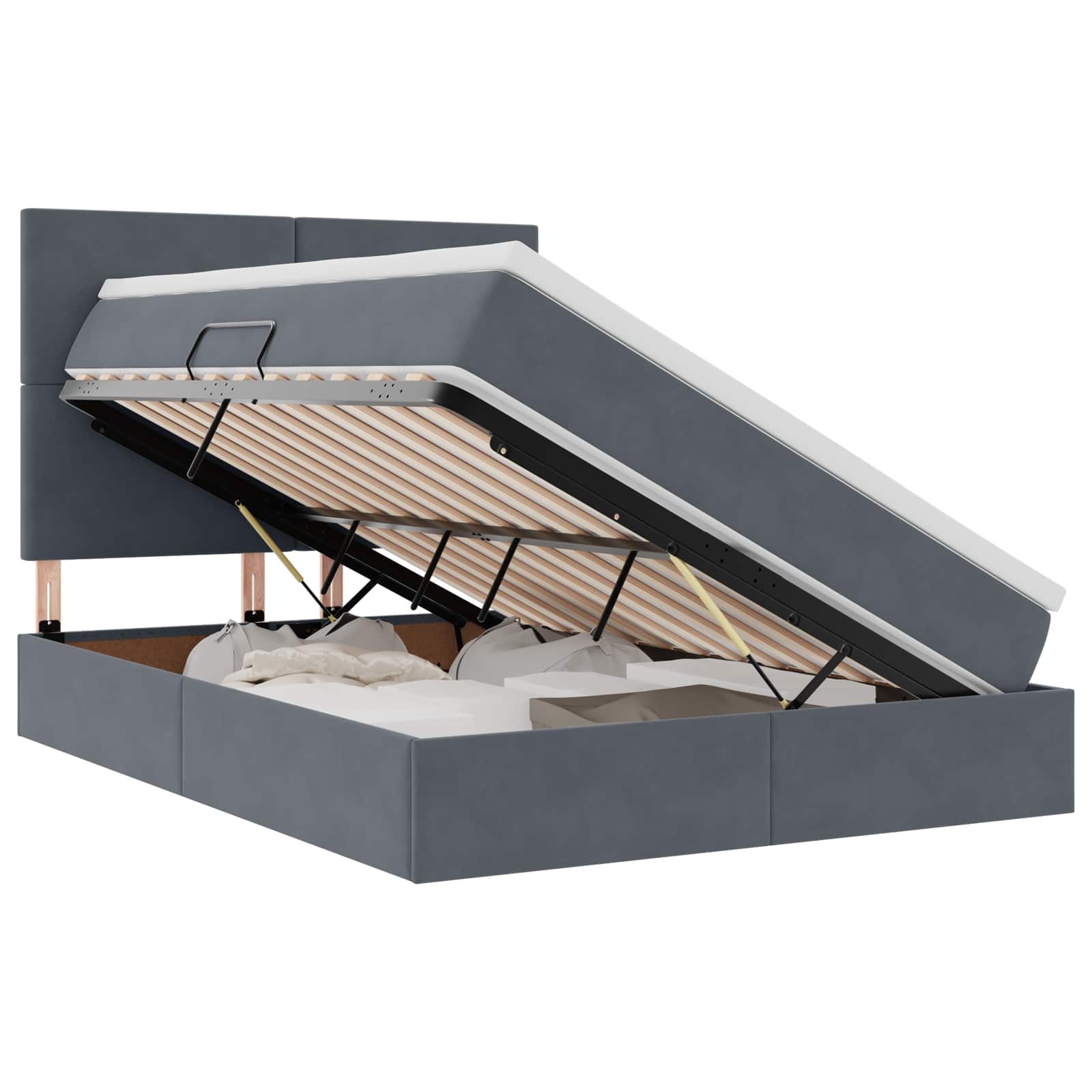 Lit avec rangement et matelas Gris foncé 140 x 200 cm Velours - XIOS