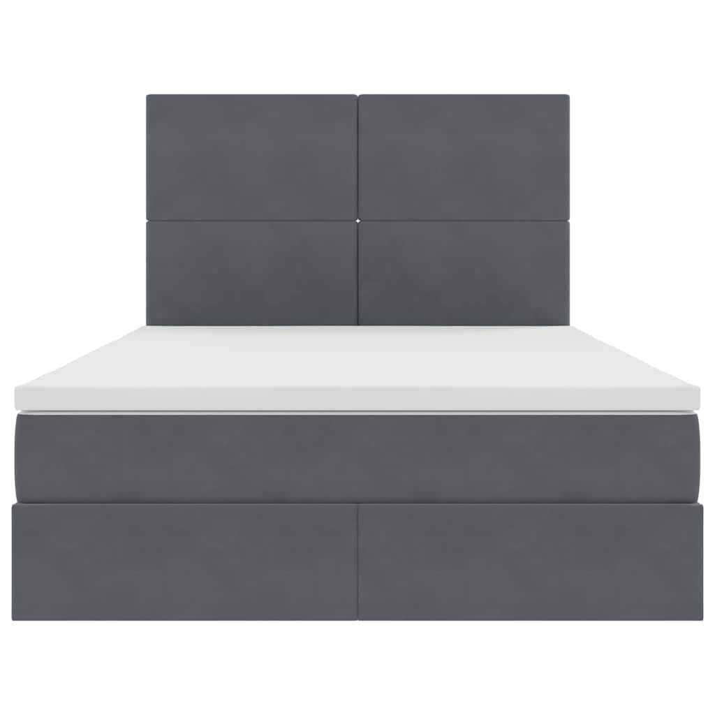 Lit avec rangement et matelas Gris foncé 140 x 200 cm Velours - XIOS