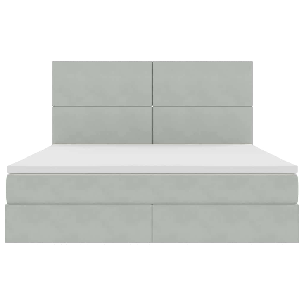 Lit avec rangement et matelas Gris clair 160 x 200 cm Velours - XIOS