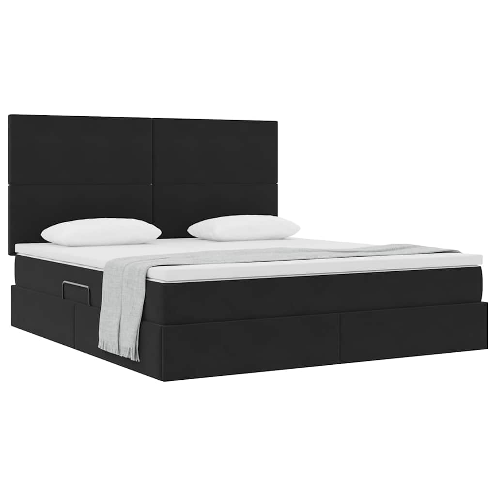 Lit avec rangement et matelas Noir 160 x 200 cm Velours - XIOS