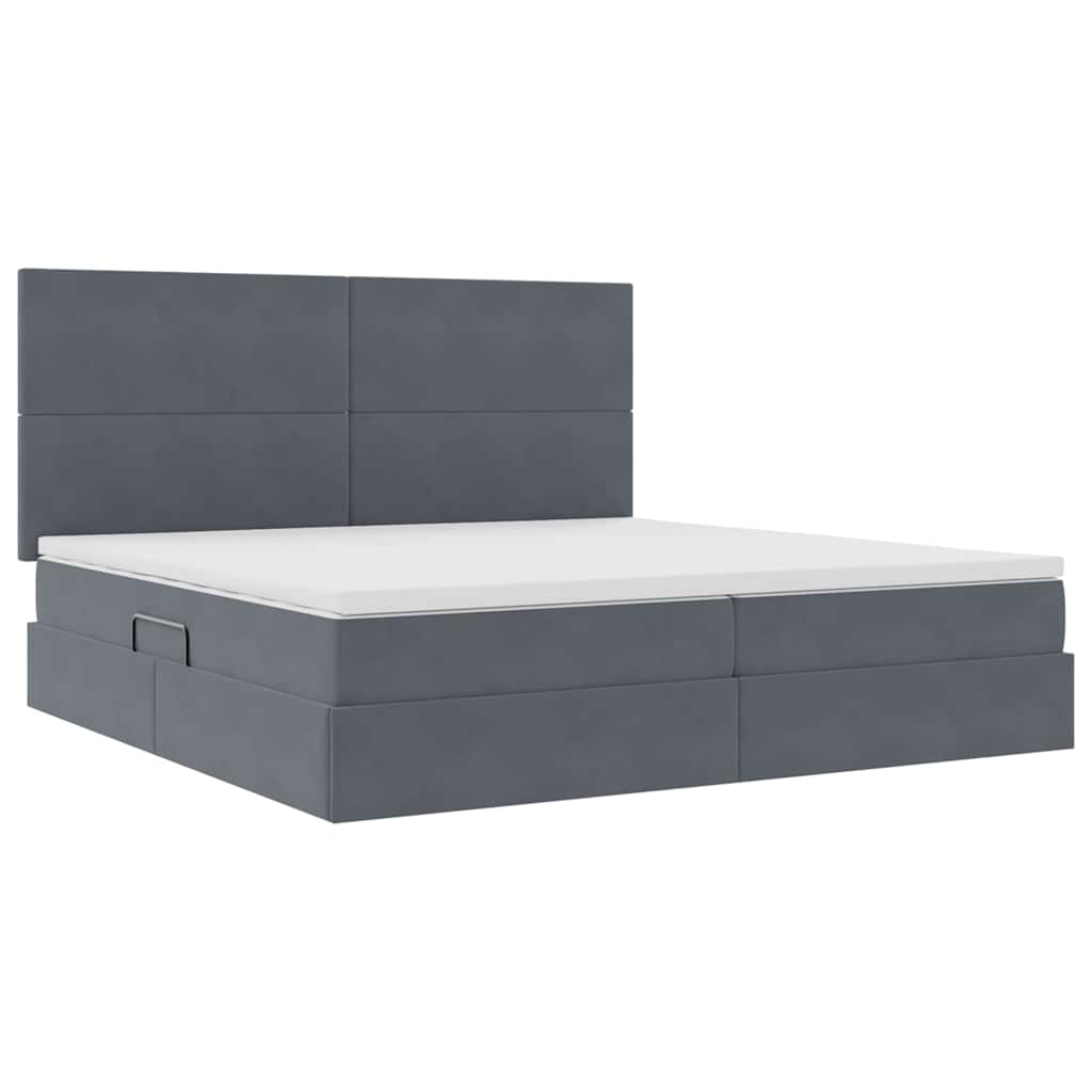 Lit avec rangement et matelas Gris foncé 200 x 200 cm Velours - XIOS