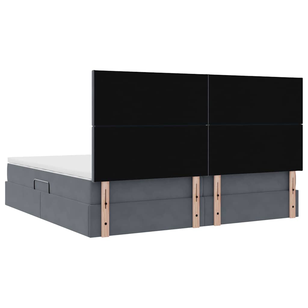 Lit avec rangement et matelas Gris foncé 200 x 200 cm Velours - XIOS