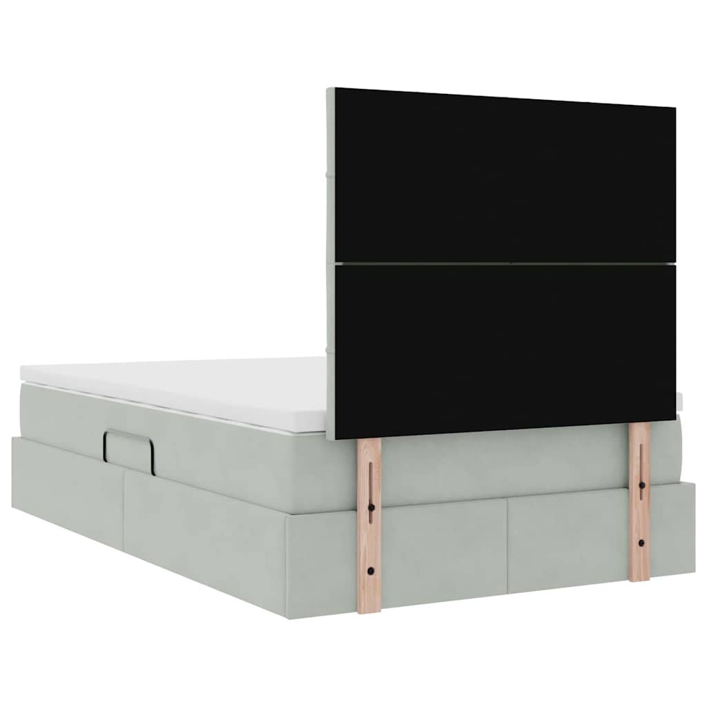 Lit avec rangement et matelas Gris clair 120 x 190 cm Velours - XIOS