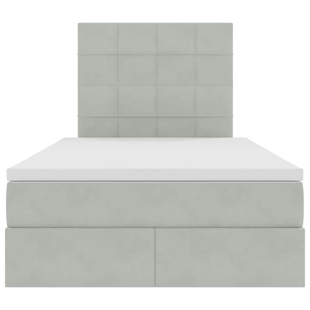 Lit avec rangement et matelas Gris clair 120 x 190 cm Velours - XIOS