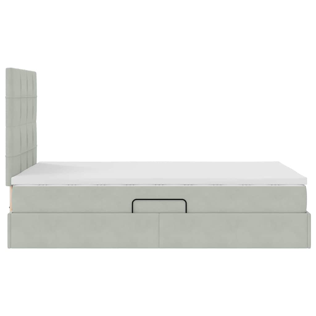 Lit avec rangement et matelas Gris clair 120 x 200 cm Velours - XIOS