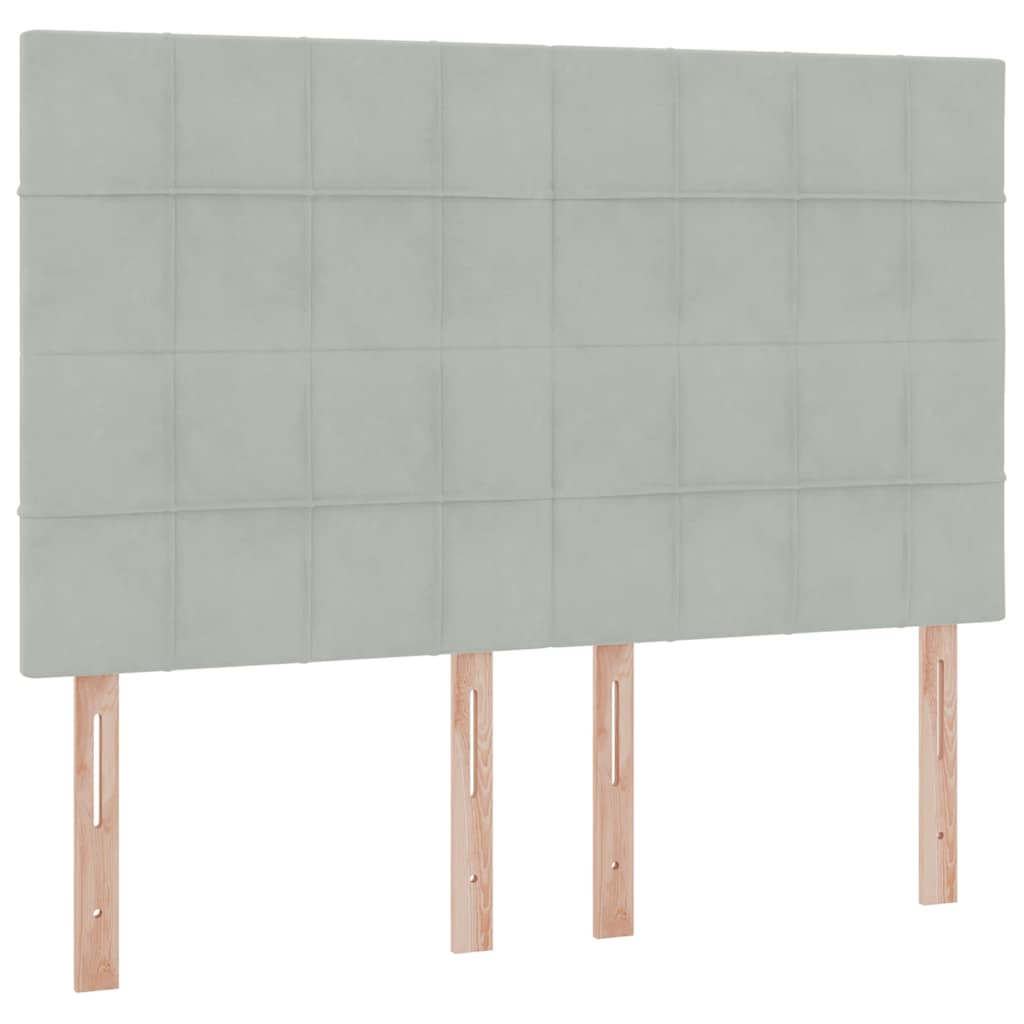 Lit avec rangement et matelas Gris clair 140 x 190 cm Velours - XIOS