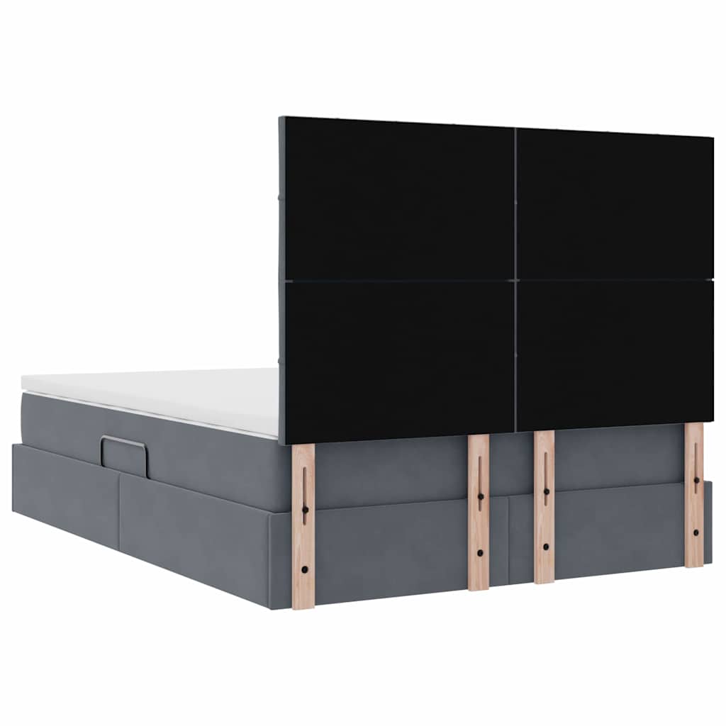 Lit avec rangement et matelas Gris foncé 140 x 190 cm Velours - XIOS