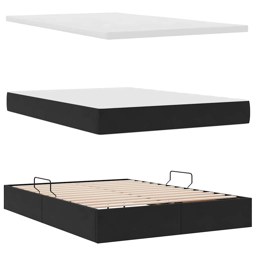 Lit avec rangement et matelas Noir 140 x 190 cm Velours - XIOS