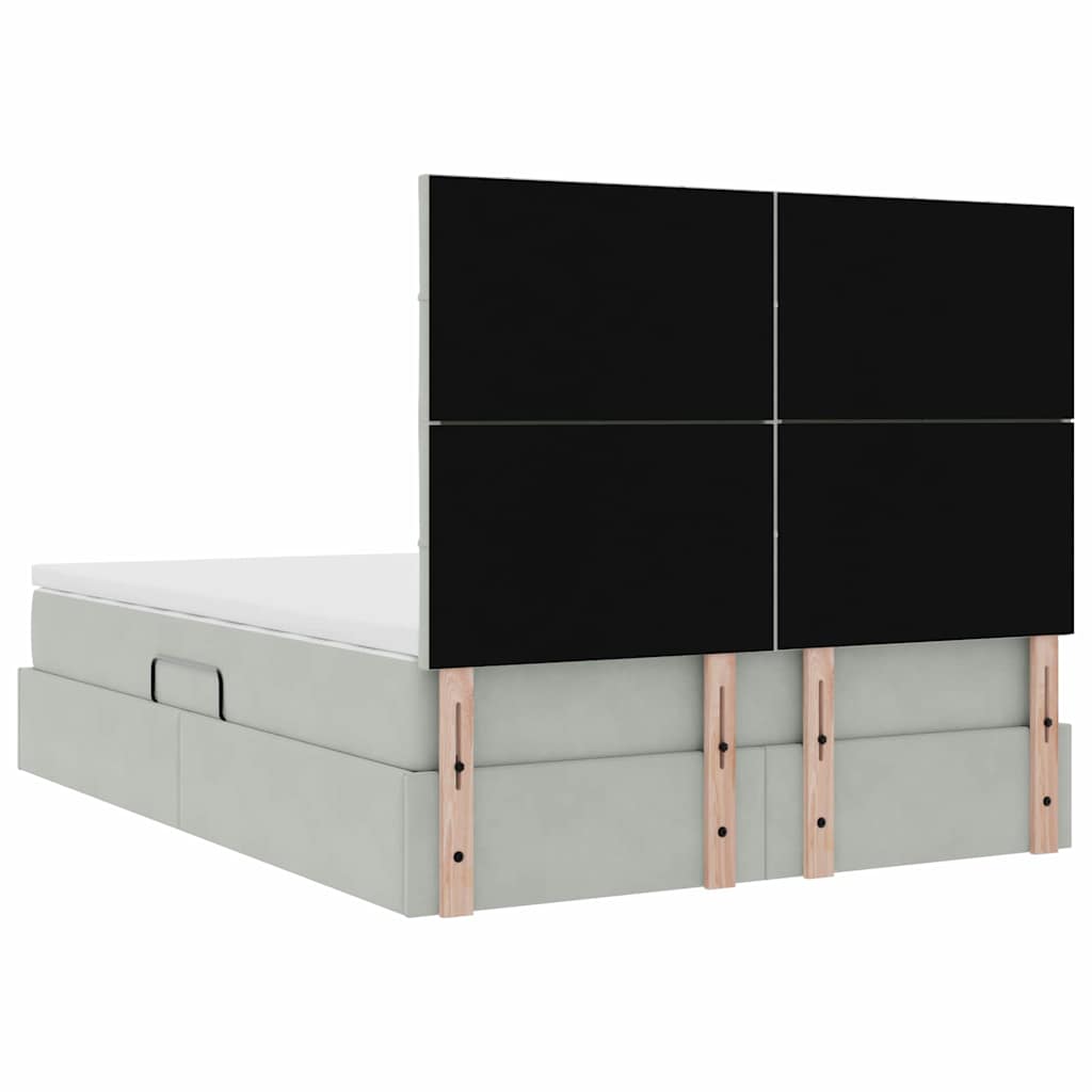 Lit avec rangement et matelas Gris clair 140 x 200 cm Velours - XIOS