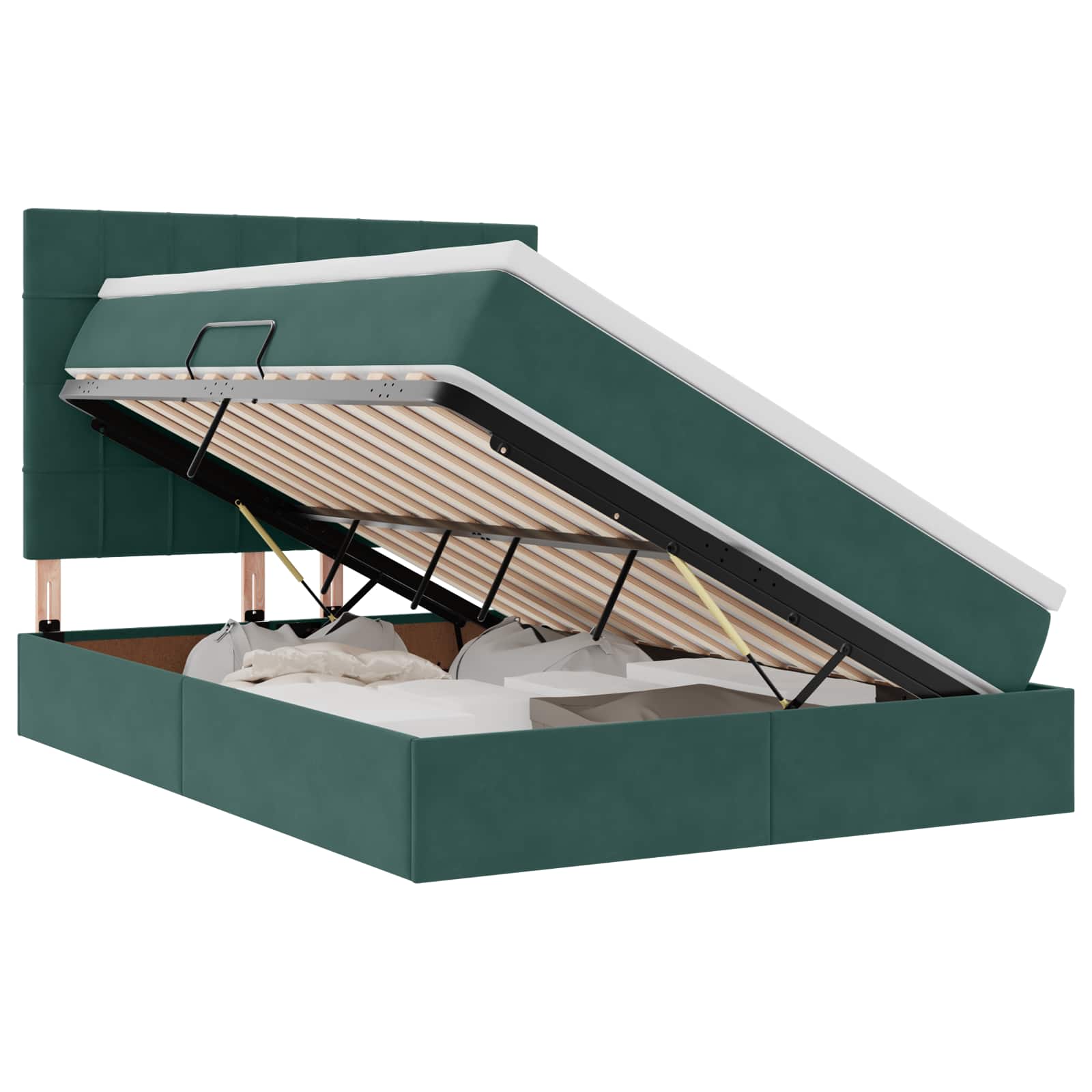Lit avec rangement et matelas Vert foncé 140 x 200 cm Velours - XIOS