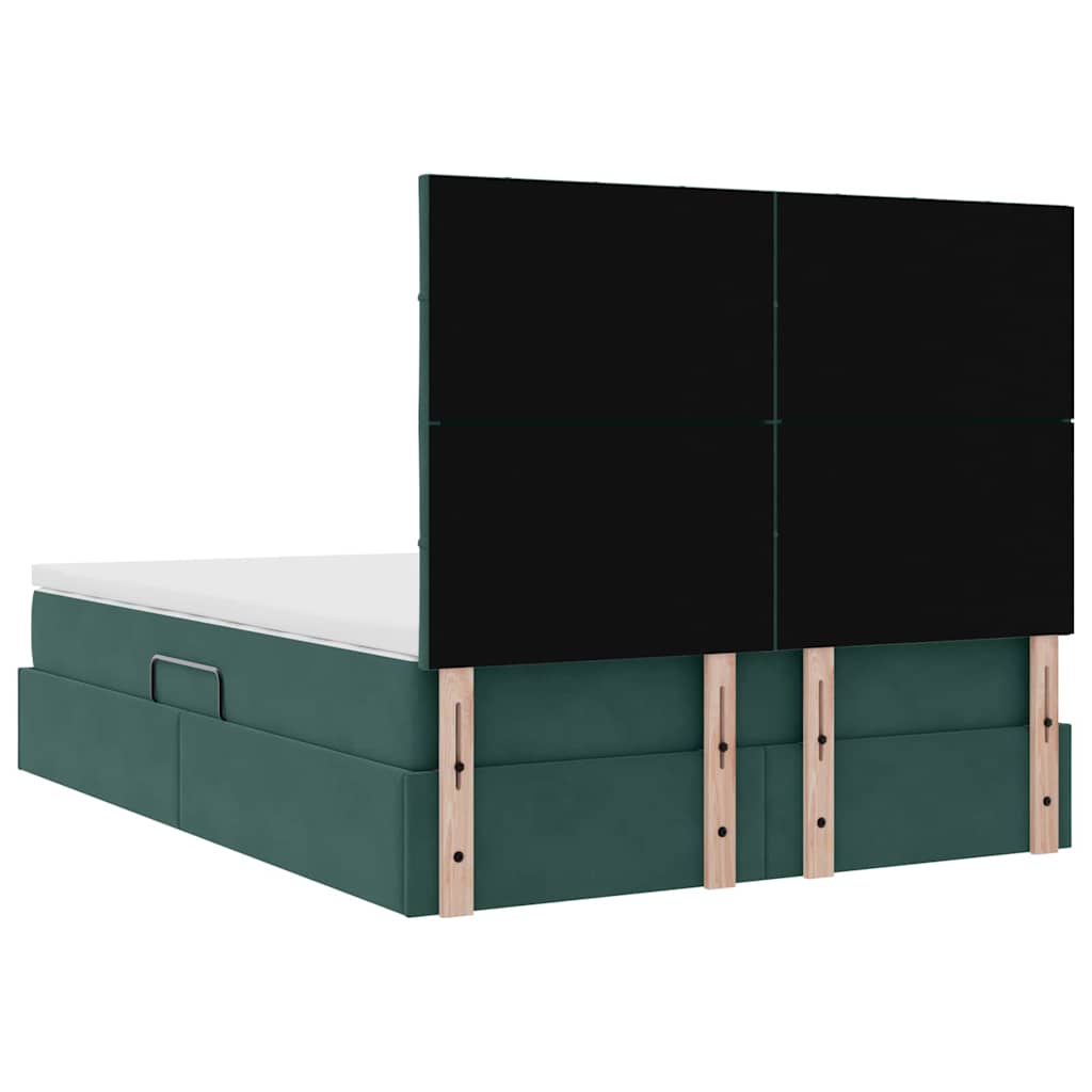 Lit avec rangement et matelas Vert foncé 140 x 200 cm Velours - XIOS