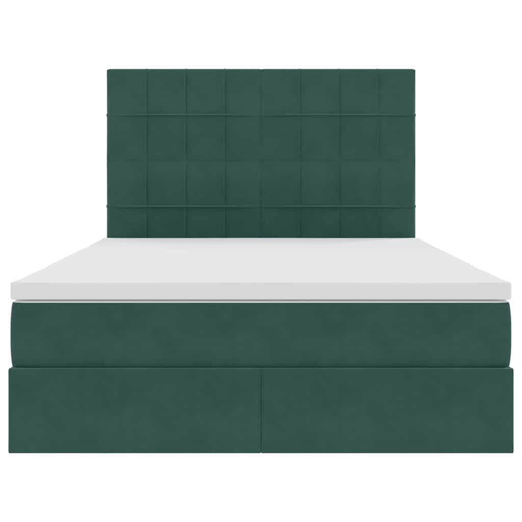 Lit avec rangement et matelas Vert foncé 140 x 200 cm Velours - XIOS
