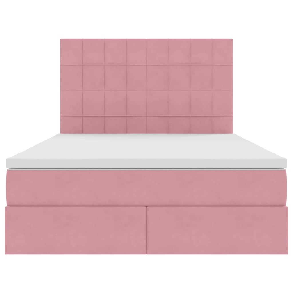 Lit avec rangement et matelas Rose 140 x 200 cm Velours - XIOS