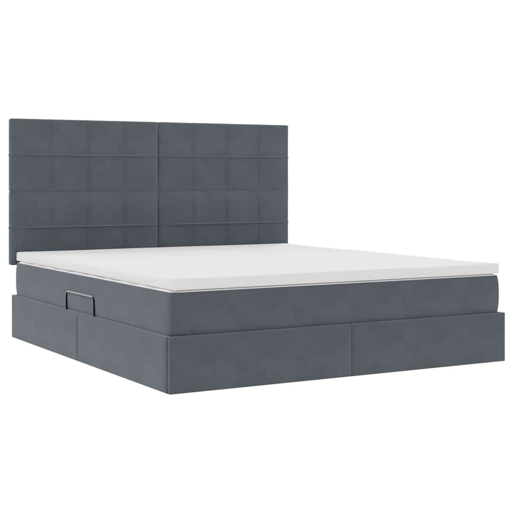 Lit avec rangement et matelas Gris foncé 160 x 200 cm Velours - XIOS