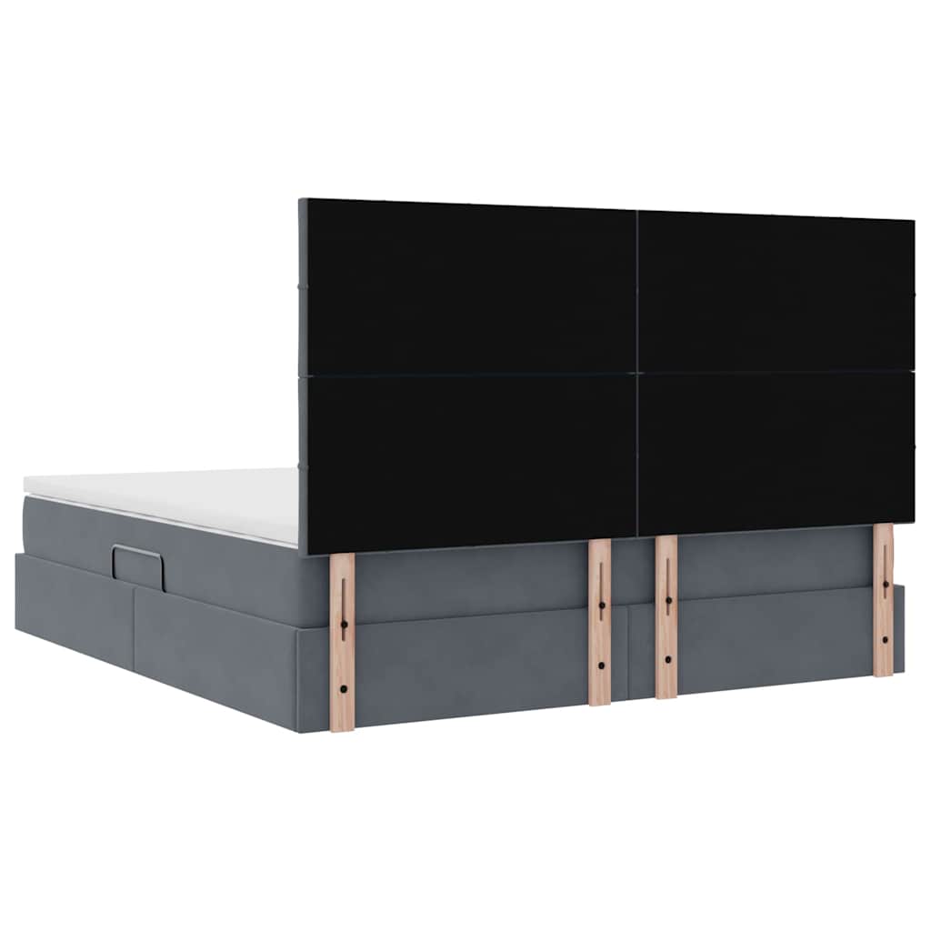 Lit avec rangement et matelas Gris foncé 160 x 200 cm Velours - XIOS