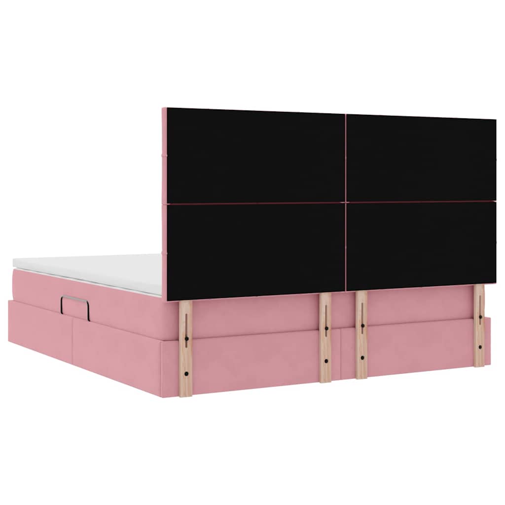 Lit avec rangement et matelas Rose 160 x 200 cm Velours - XIOS