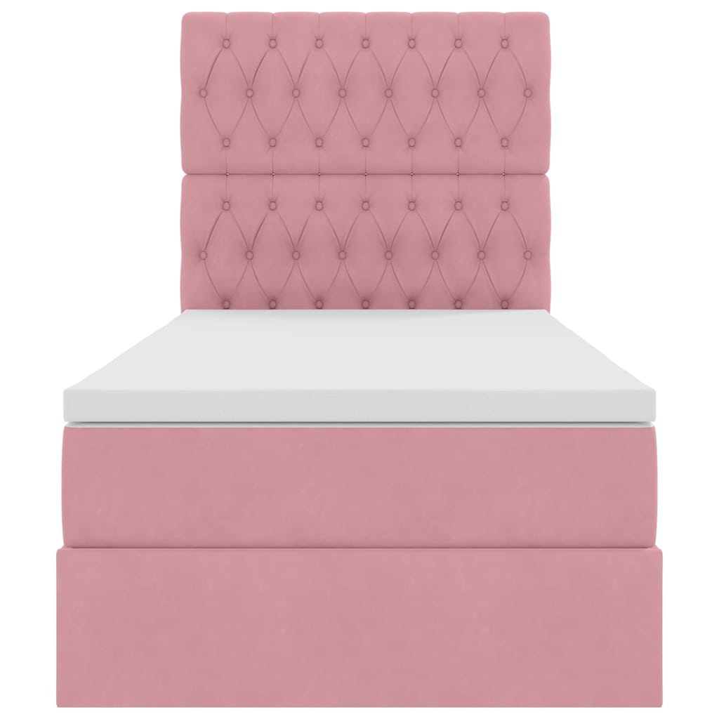 Lit avec rangement et matelas Rose 90 x 200 cm Velours - XIOS