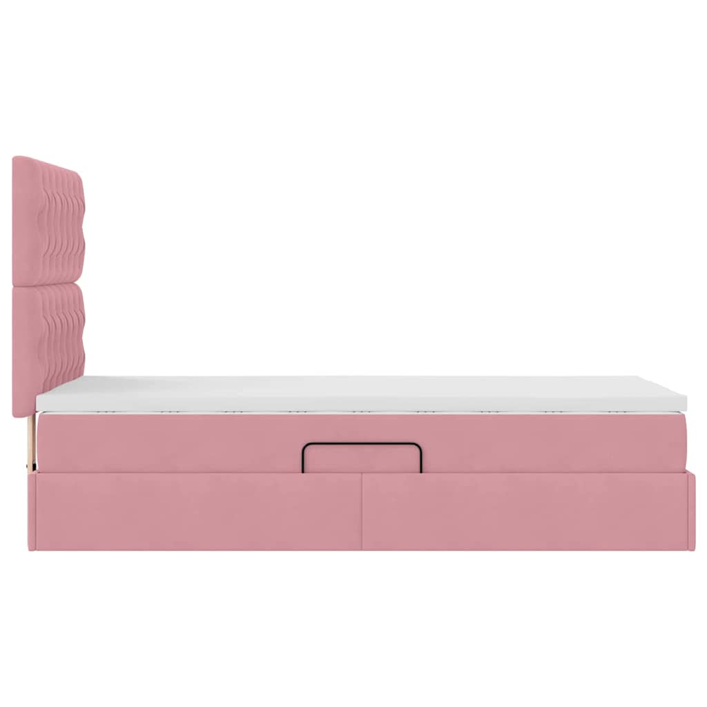 Lit avec rangement et matelas Rose 90 x 200 cm Velours - XIOS