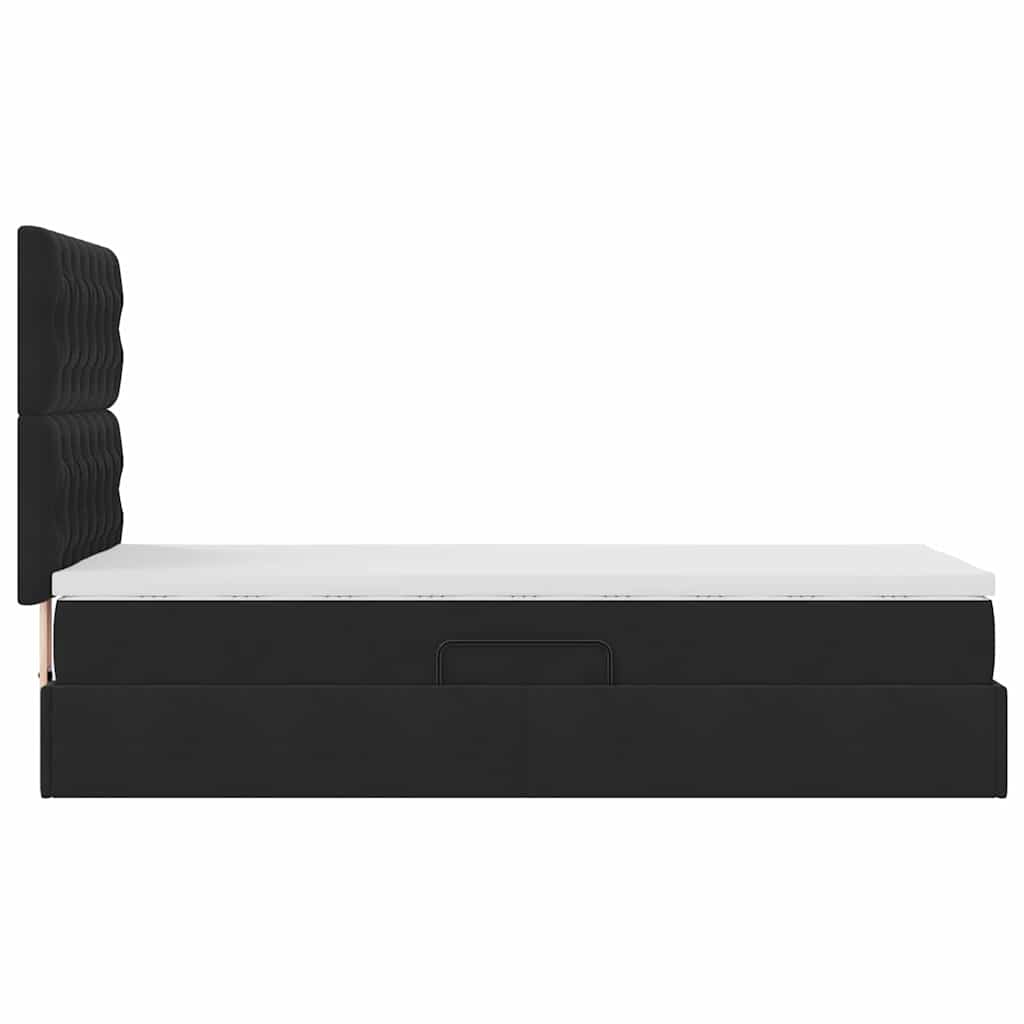 Lit avec rangement et matelas Noir 100 x 200 cm Velours - XIOS