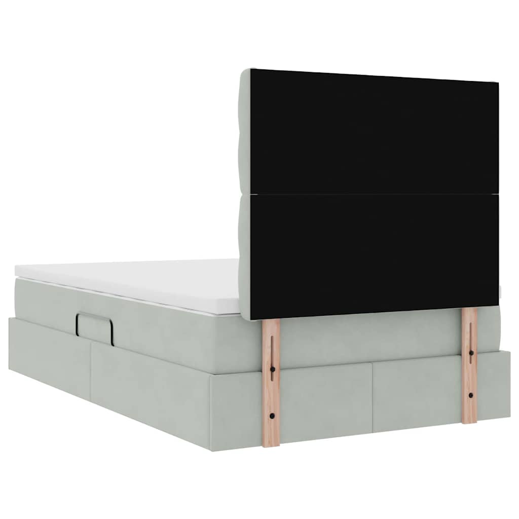 Lit avec rangement et matelas Gris clair 120 x 190 cm Velours - XIOS