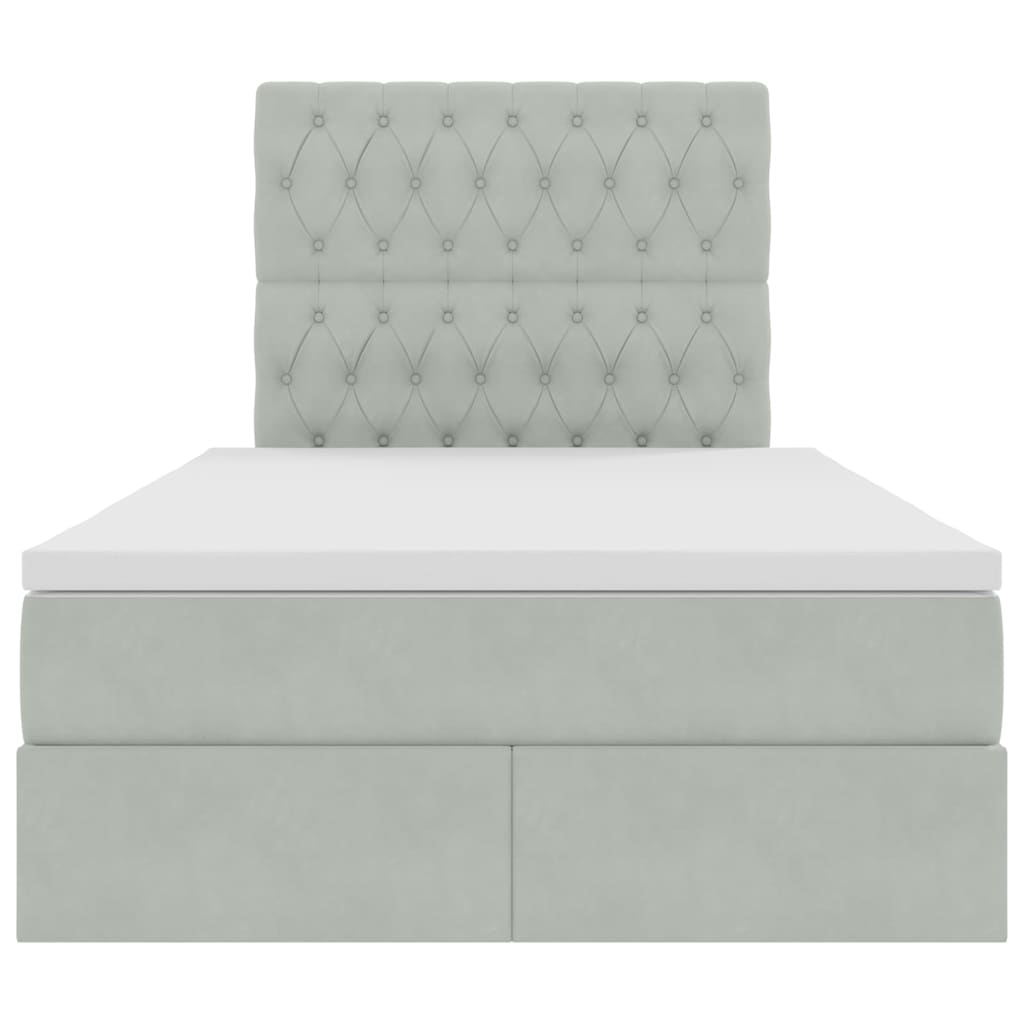 Lit avec rangement et matelas Gris clair 120 x 190 cm Velours - XIOS