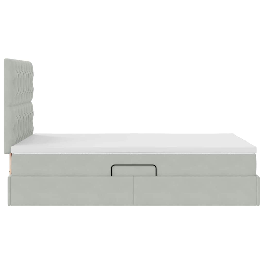 Lit avec rangement et matelas Gris clair 120 x 190 cm Velours - XIOS