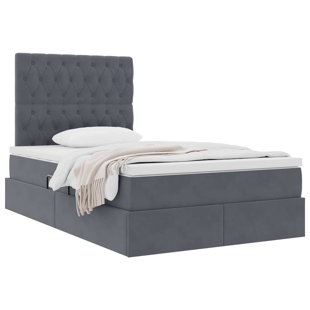 Lit avec rangement et matelas Gris foncé 120 x 200 cm Velours - XIOS