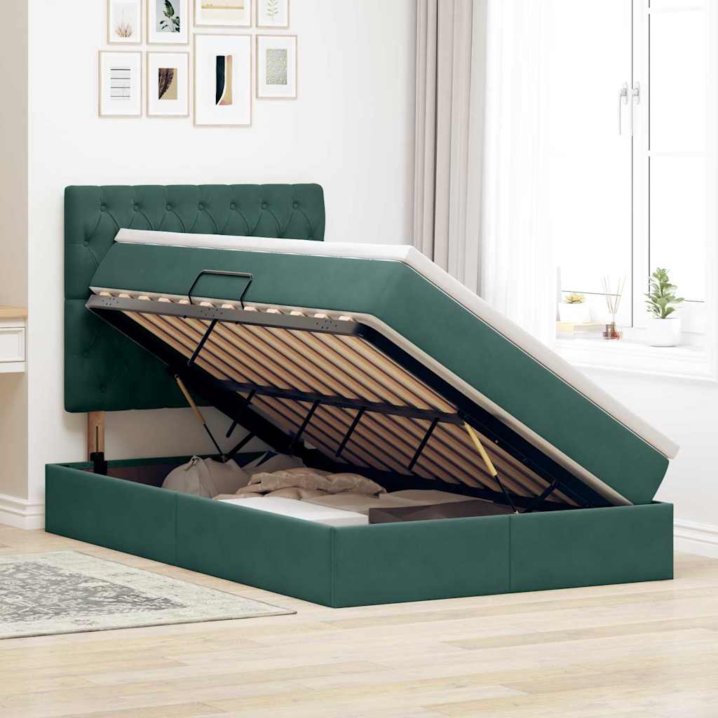 Lit avec rangement et LED Vert foncé 120 x 200 cm Velours - XIOS