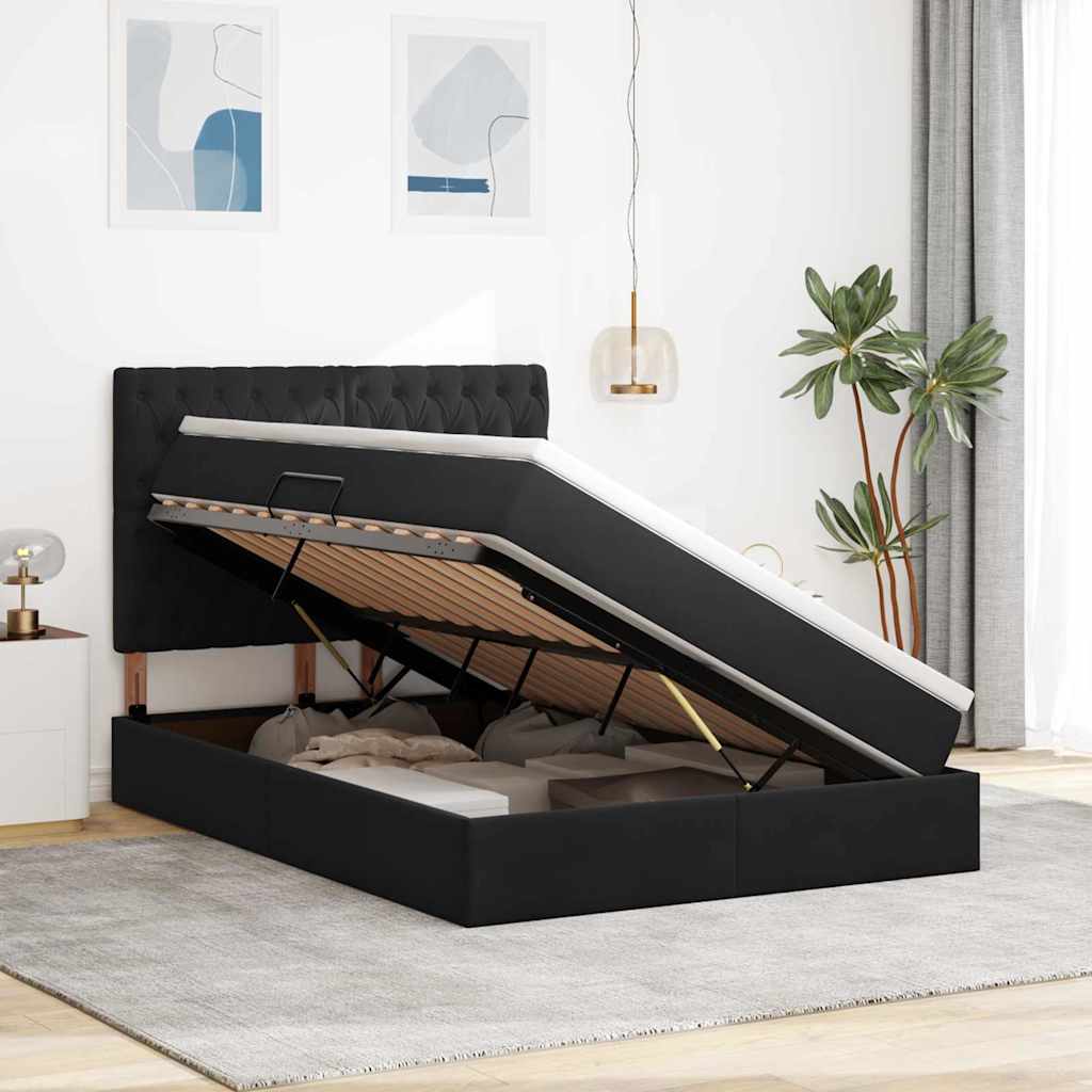 Lit avec rangement et matelas Noir 140 x 200 cm Velours - XIOS